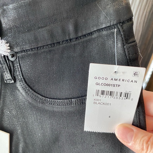 NWT GOOD AMERICAN Good Legs Black coated skinny jeans size 4/27 - Picture 9 of 9